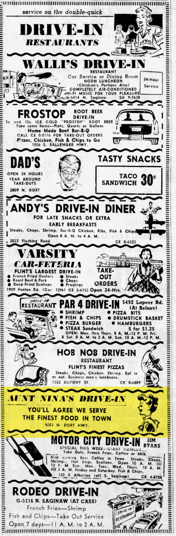 Aunt Ninas Drive-In - Aug 15 1958 Article